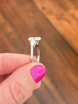 White gold IGI certified 2ct oval and pear shape lab diamond ring