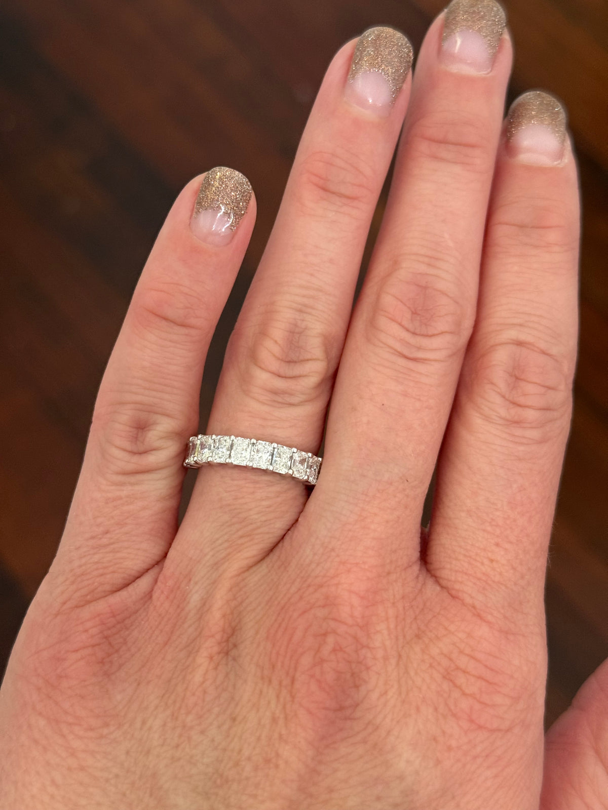 White gold 2.19ct radiant lab diamond band