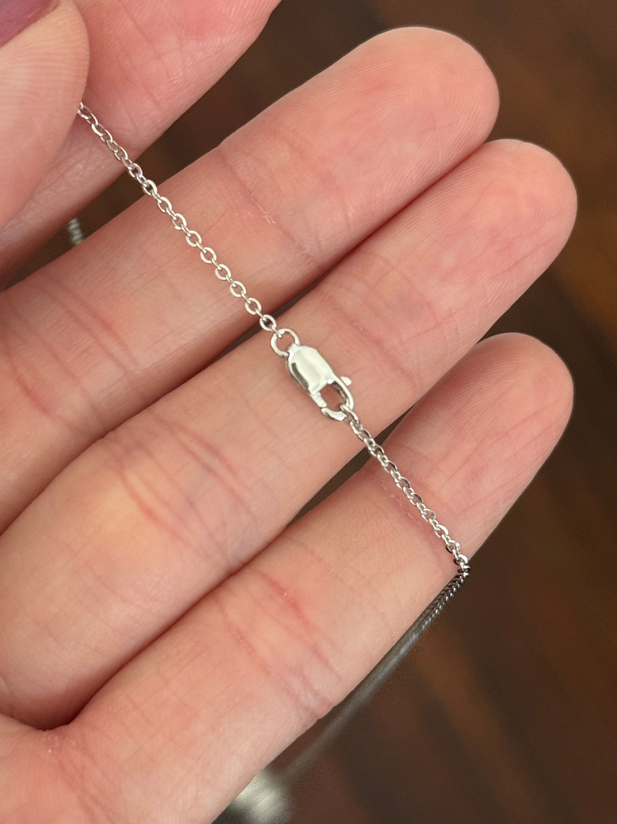 White gold round lab diamond necklace