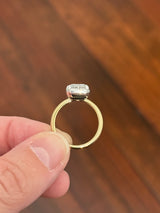 Georgian set IGI certified 4.11ct emerald cut lab diamond ring. Lab diamond is set in white gold and band is yellow gold