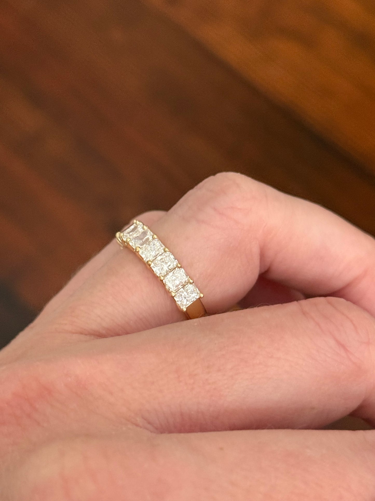 Yellow gold 2.5ct radiant lab diamond band