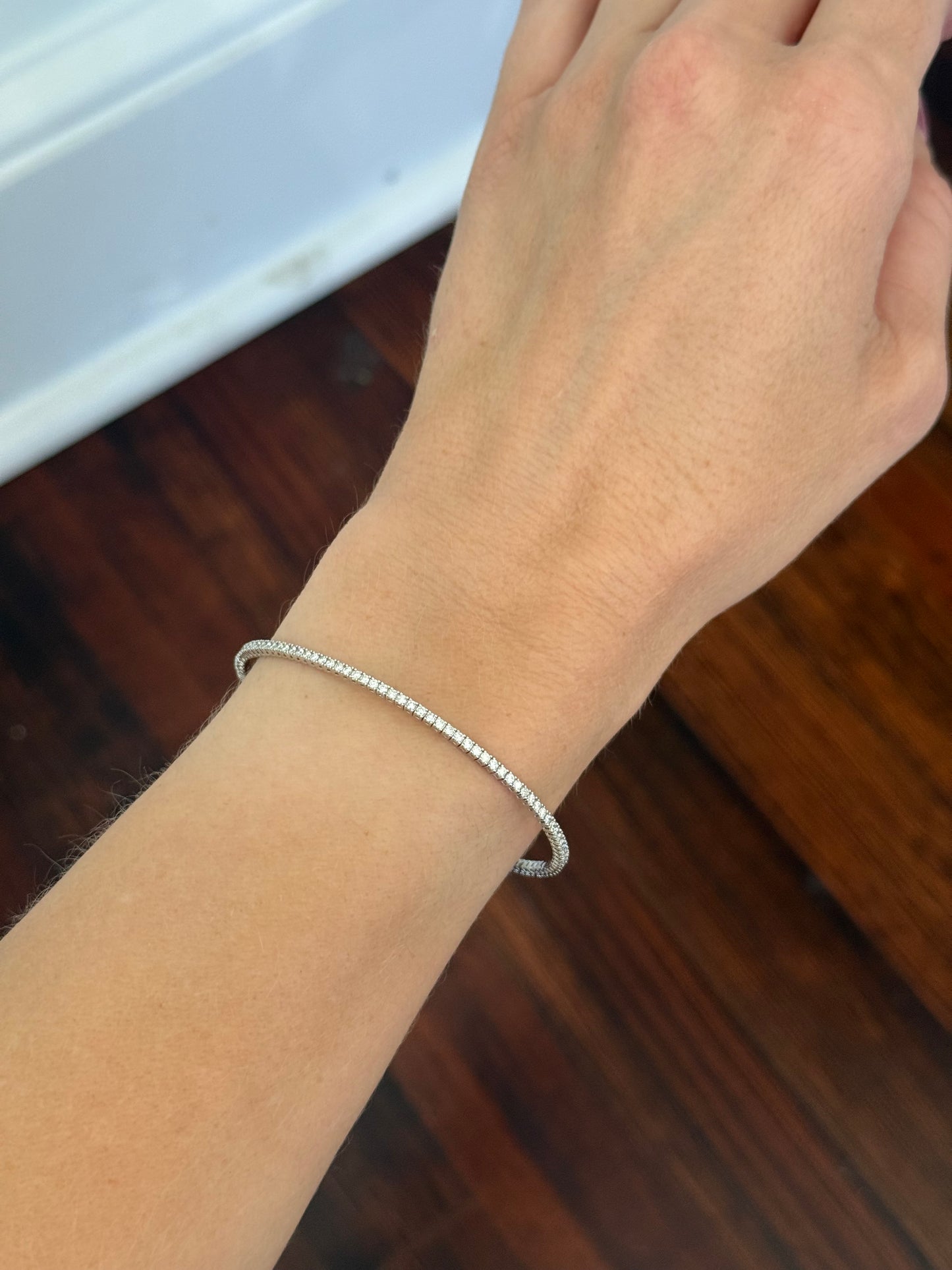 White gold 1.4ct natural diamond flex bracelet