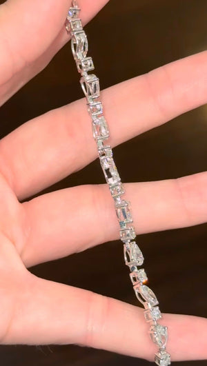 7.90 ct Marquise, Pear shape and round lab diamond tenni bracelet