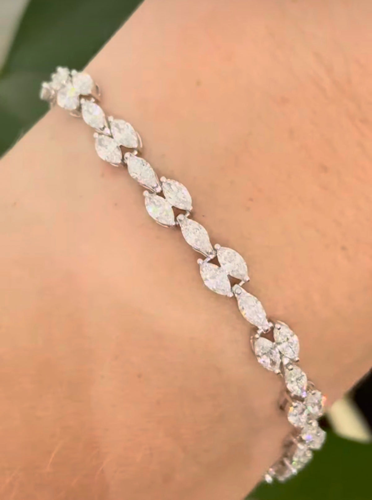 White gold 6.06ct marquise lab diamond bracelet