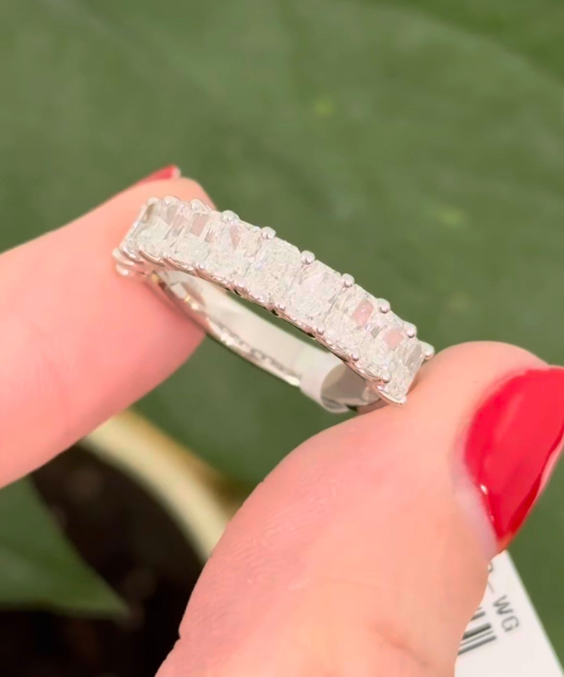 White gold 2.11ct radiant lab diamond band
