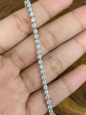 3.92 CT Lab 7 inches 3 Prongs Tennis Bracelet