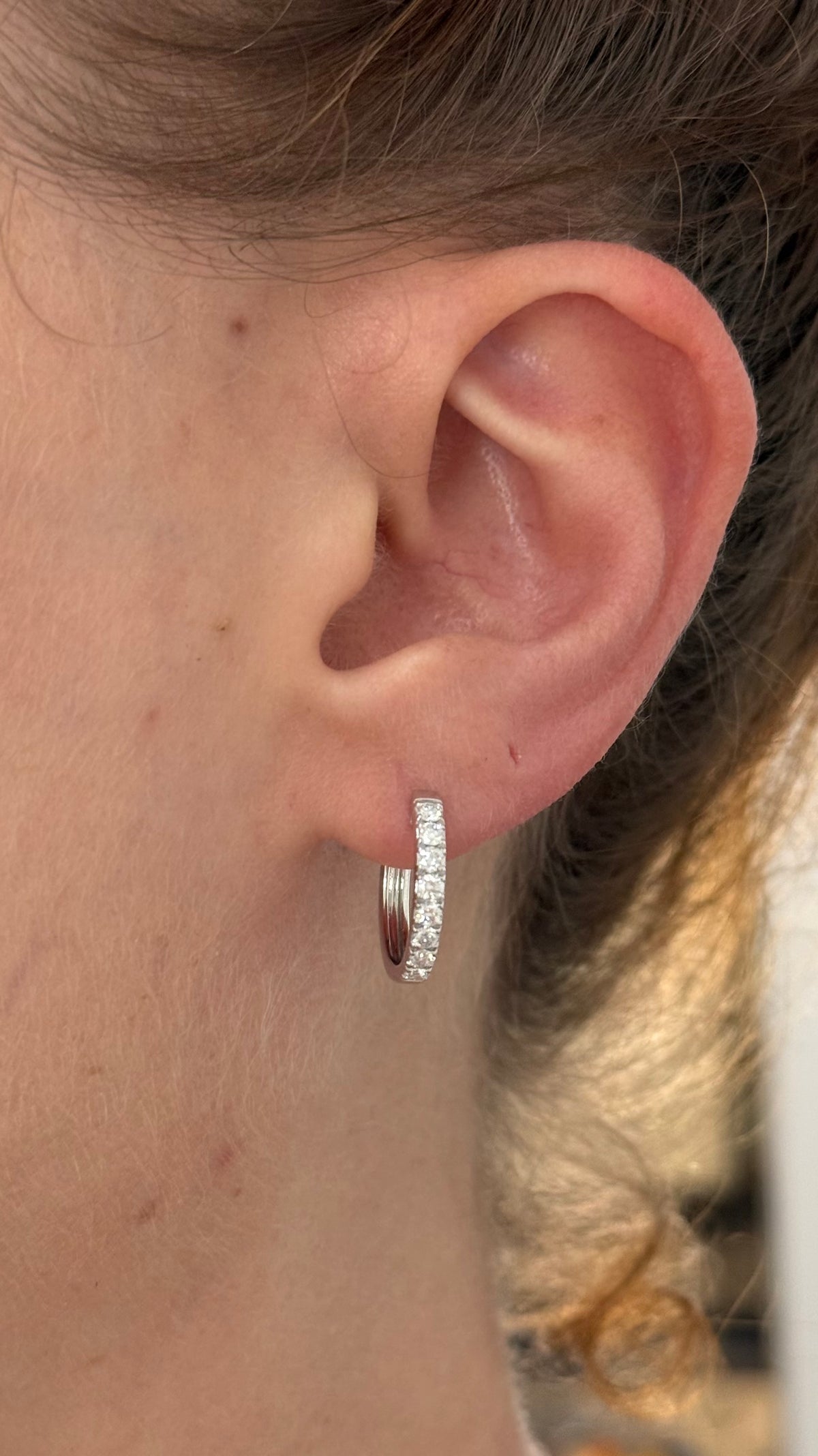 15.9mm white gold 0.60ct lab diamond hoop earrings