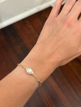 Yellow gold paperclip IGI certified 3.08ct marquise lab diamond bracelet. Marquise measures 14.9x7.54x4.80mm