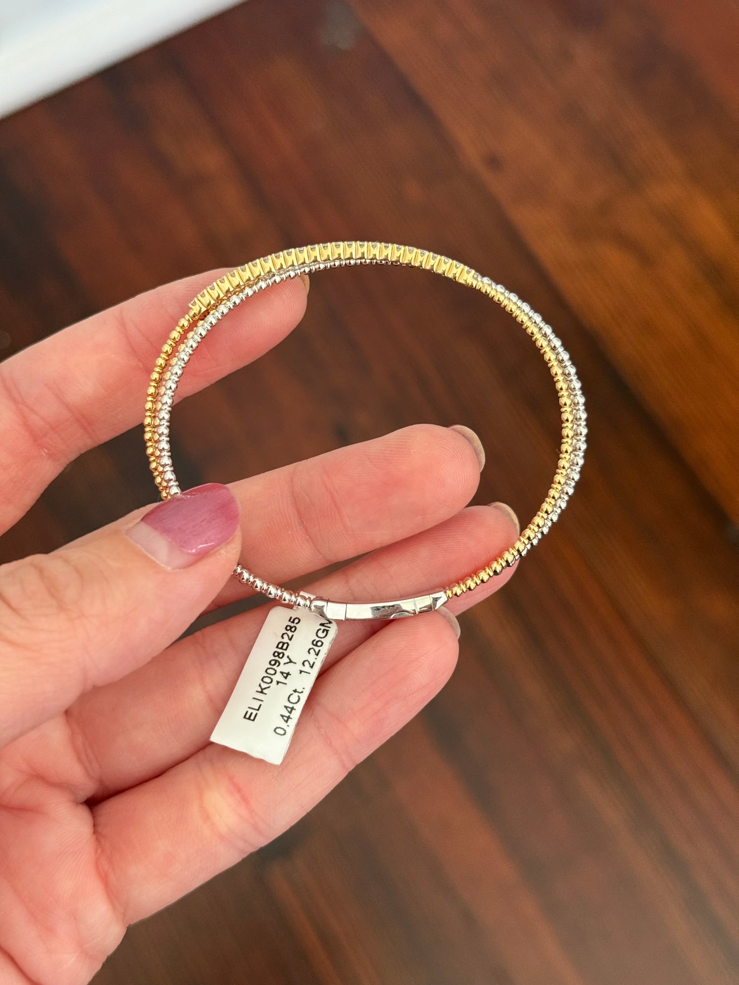 Tri color gold 0.44ct natural diamond flex bracelet