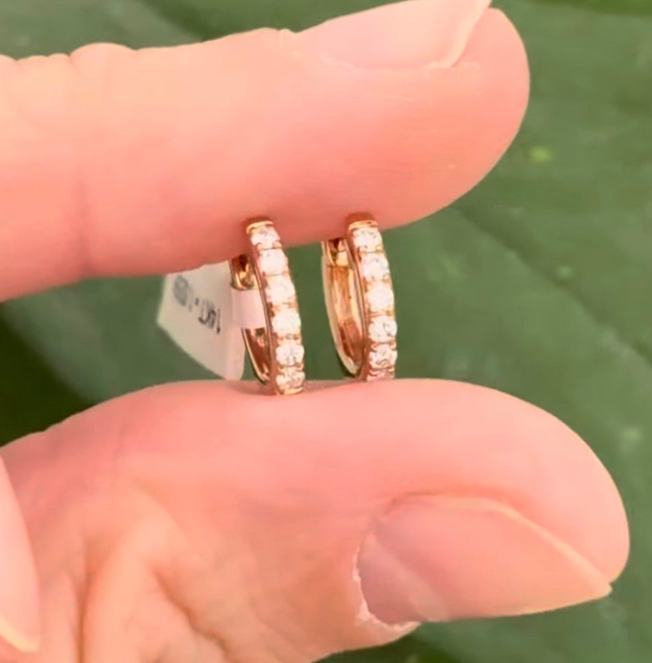 10.4mm rose gold 0.20ct lab diamond hoop earrings