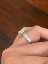 White gold radiant lab diamond ring. Center stone is IGI certified and 3.09cts E VVS2