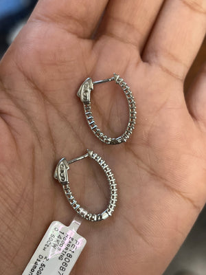 14k 0.50 TCW Yellow and White Gold Hoop Earrings