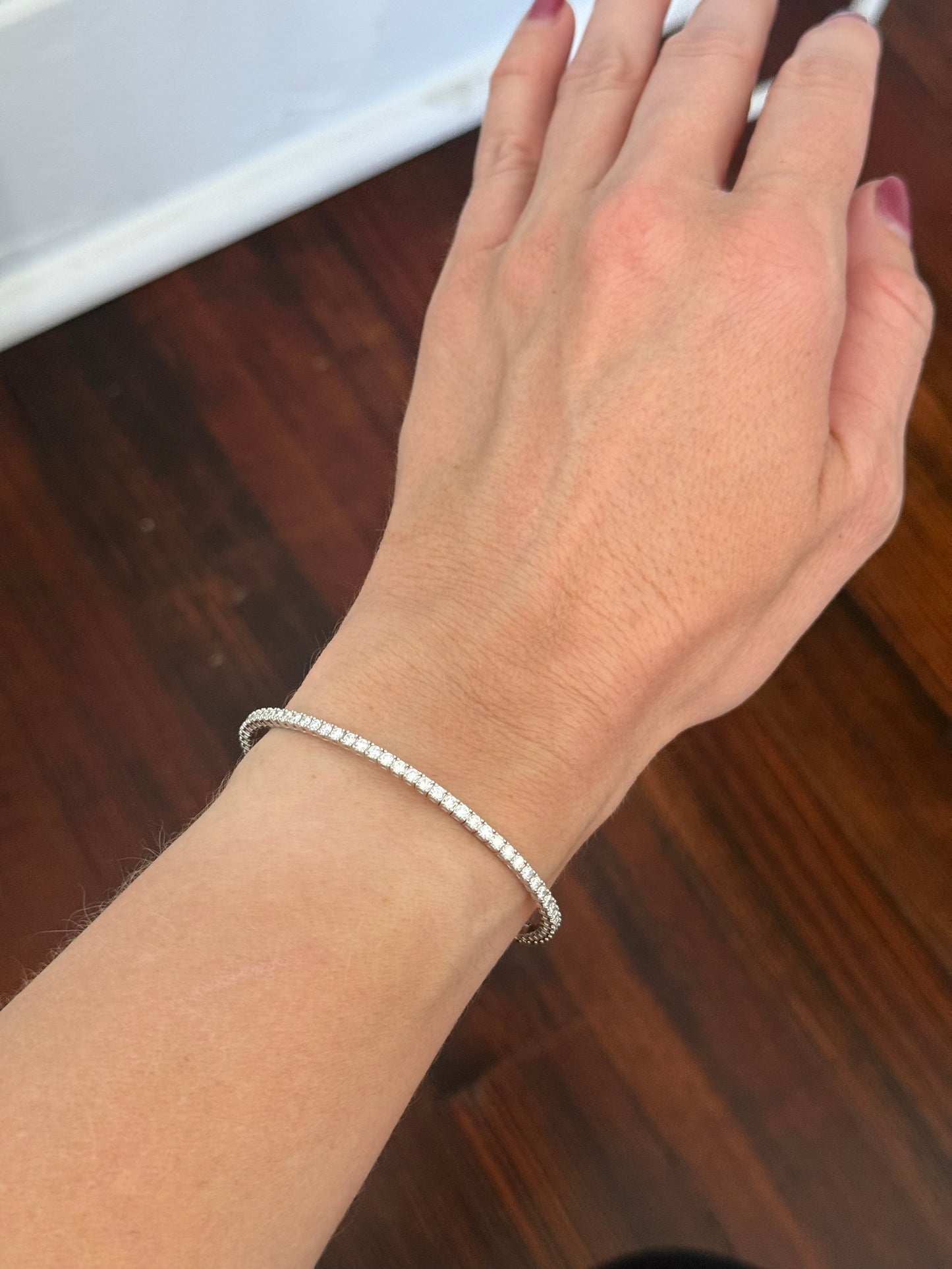 White gold 2.62ct lab diamond flex bracelet