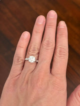 White gold round and baguette lab diamond ring