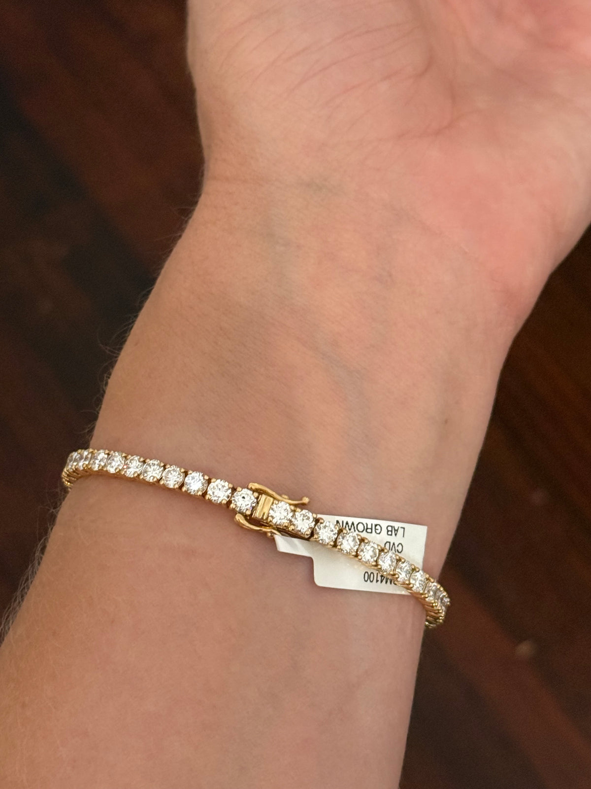 4 prong yellow gold 8.33ct lab diamond tennis bracelet