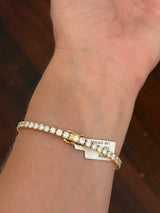 4 prong yellow gold 8.33ct lab diamond tennis bracelet
