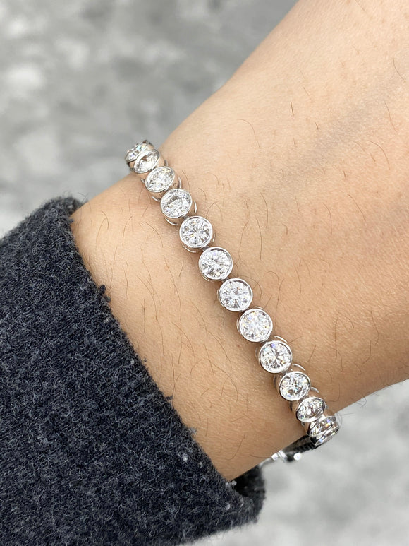 7.52 CT Lab 6.5 inches Bezel Tennis Bracelet