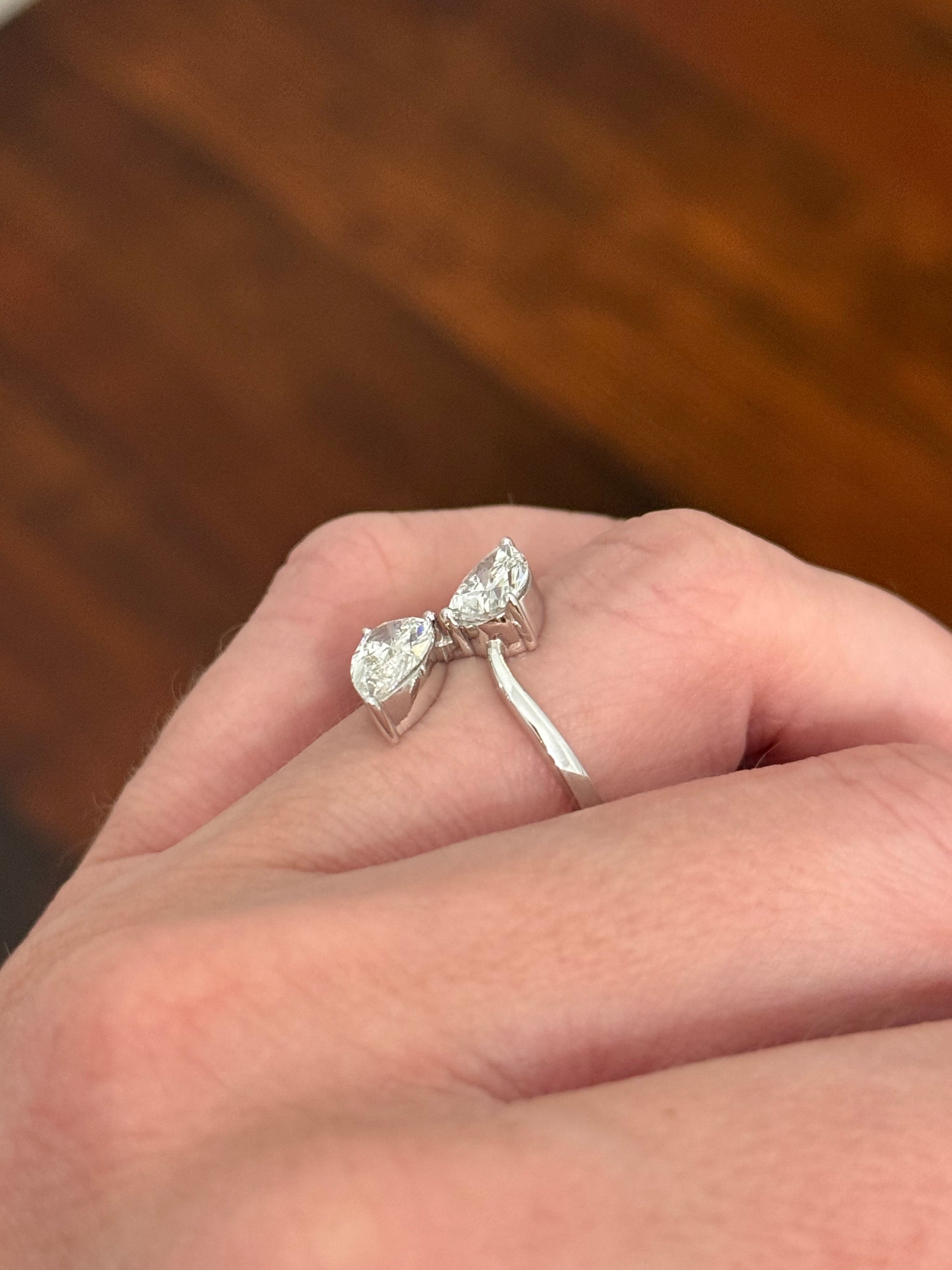 White gold 2.12ct pear shape lab diamond ring