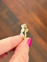 Yellow gold marquise and round lab diamond band