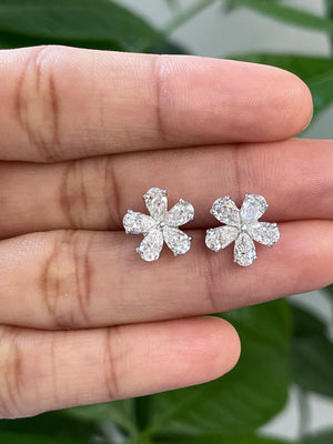 *Premade* 2.34 cttw Pear-shaped Lab Diamonds Flower Earrings