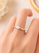 Custom - Made 0.30ct Skinny Marquise E/W Ring 14K Yellow Gold