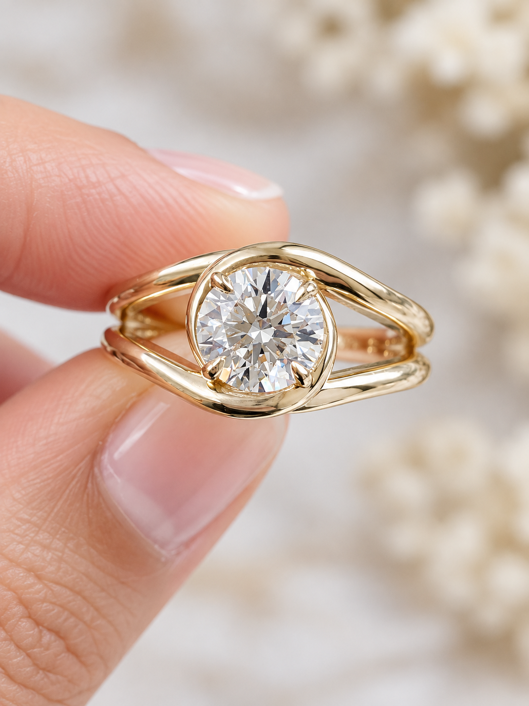 Custom Made 1cttw Round Lab Diamond Tess Knot Ring