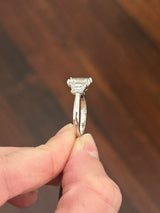 White gold radiant and trapezoid lab diamond ring