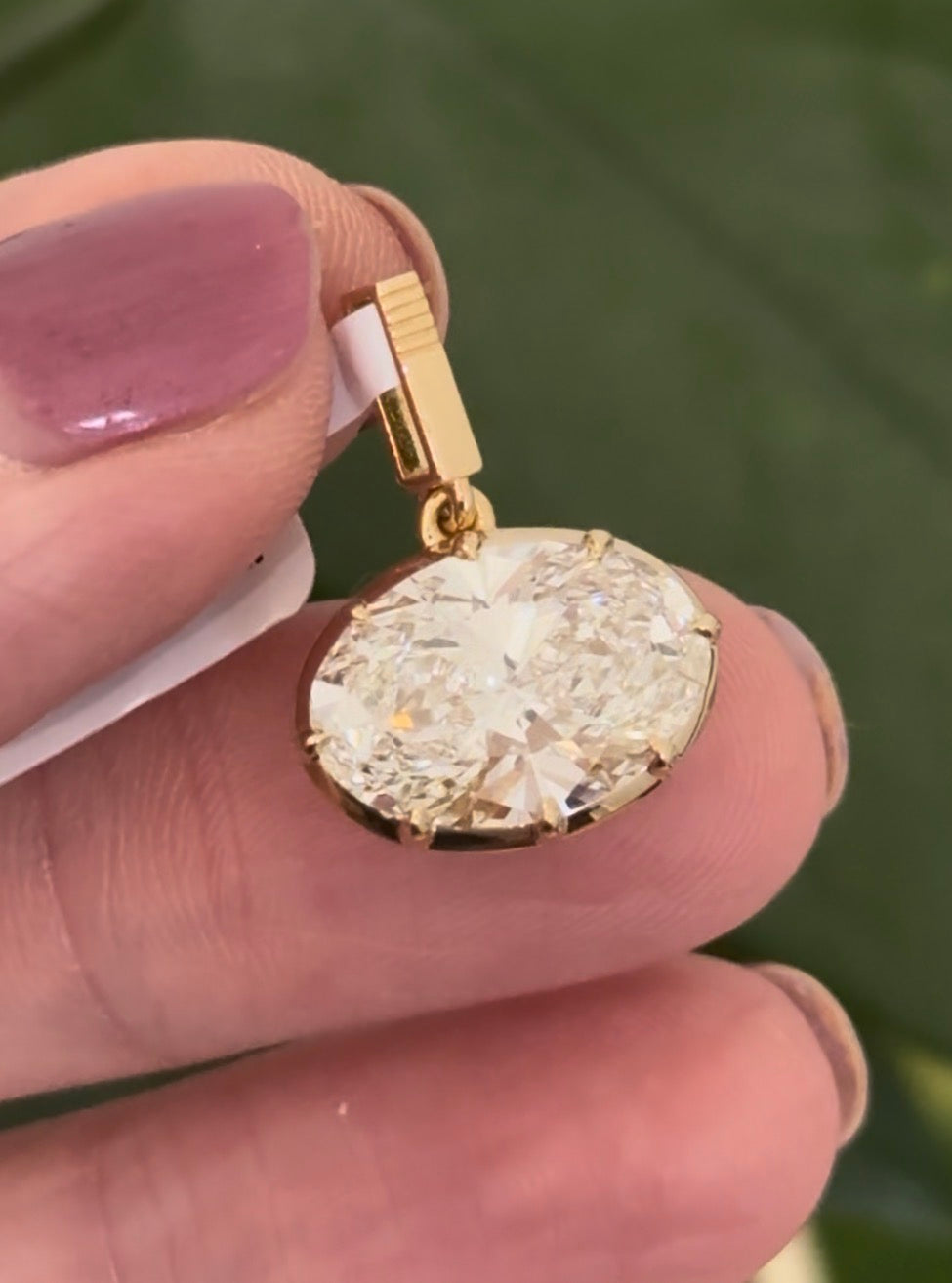 Yellow gold 5.09ct oval lab diamond. Includes IDT Certificate