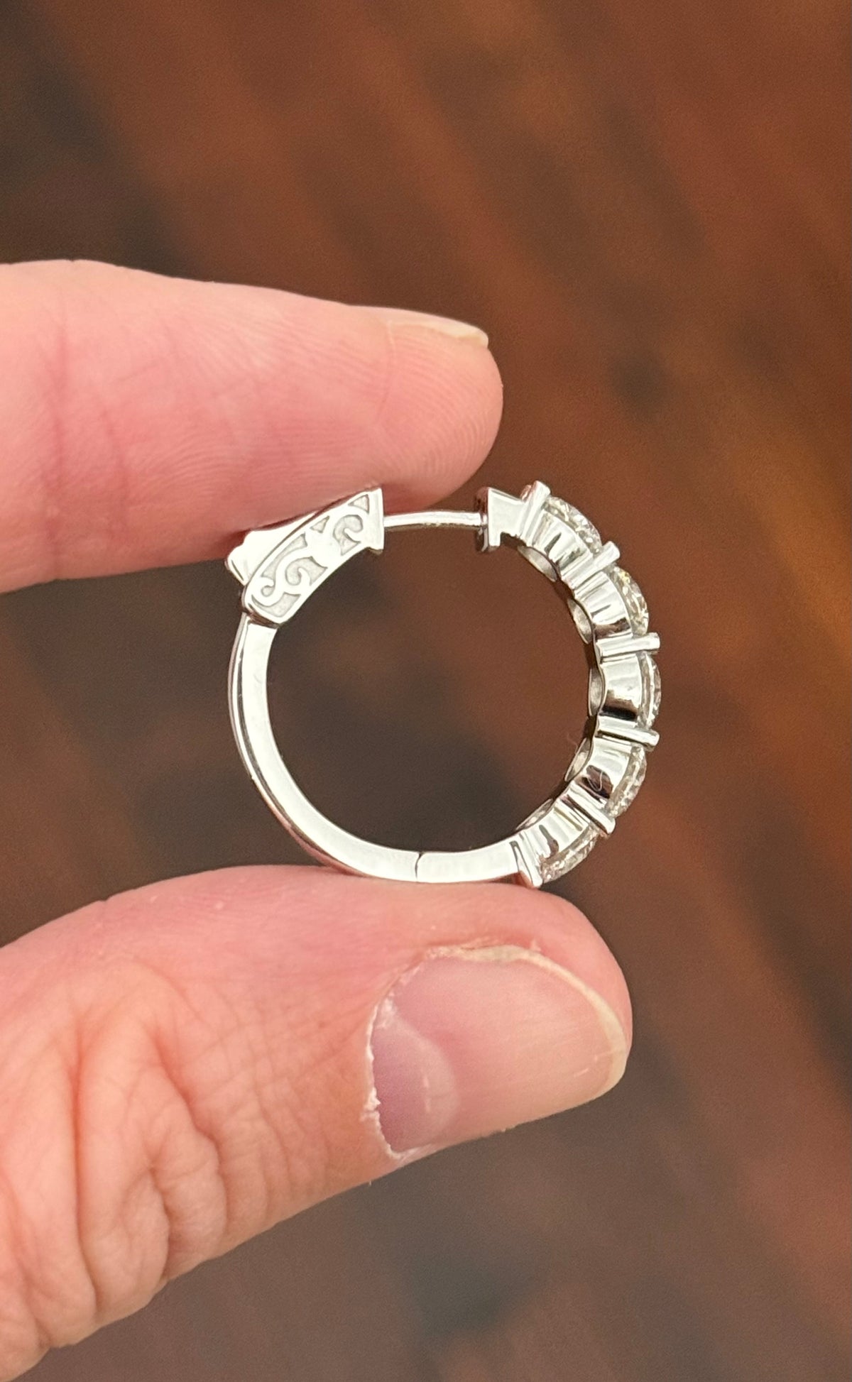 21.6mm white gold 4.18ct lab diamond hoop earrings