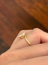 Yellow gold marquise lab diamond ring