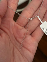 White gold pear shaped lab diamond necklace. Center stone is 1.07cts and measures 8.6x5.2mm.  Chain is 16” with an adjustment of 4” to make as long as 20”.