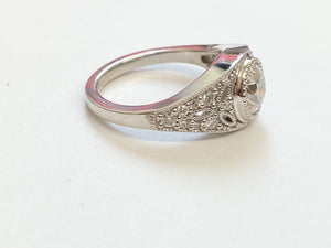 1.02 CT Center Lab Old European Cut Platinum Ring