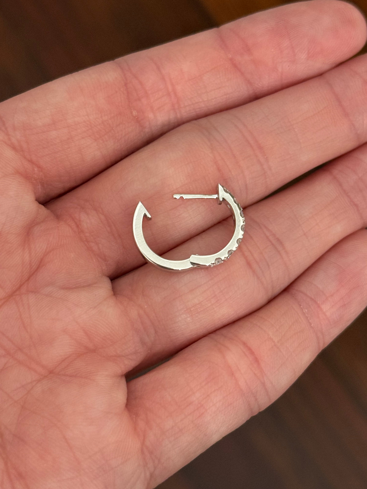 14.8mm white gold 0.77ct lab diamond hoop earrings