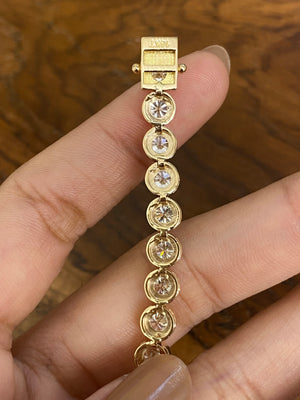 14k 12.27 CT Lab 7.25 inches Yellow Bezel Bracelet