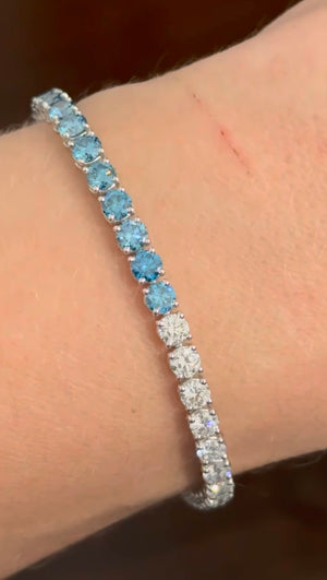 8.45 ct Blue and white Lab Diamond Tennis Bracelet