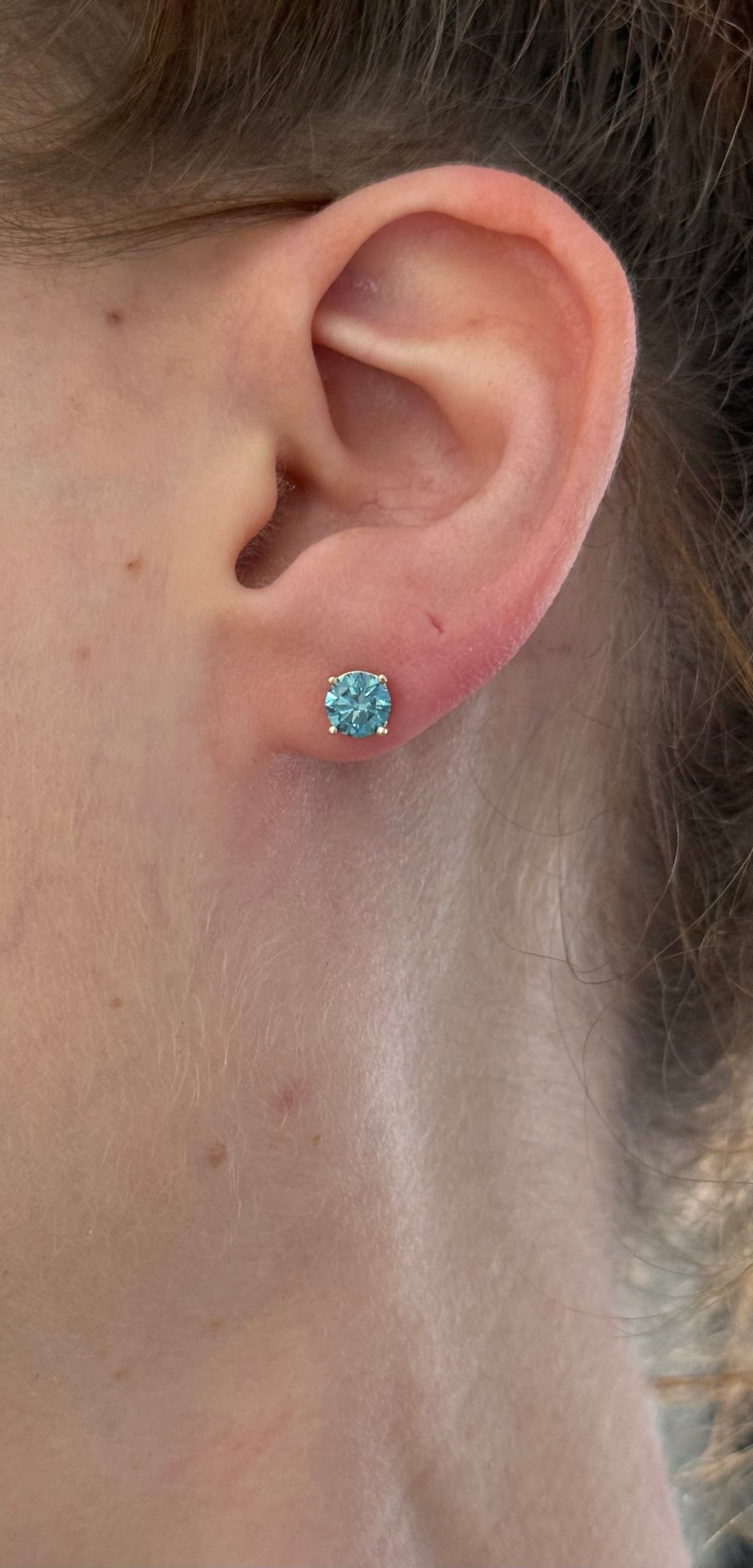 IGI certified blue lab diamond stud earrings