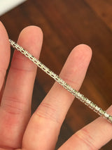 4 prong white gold 5.02ct green and white lab diamond tennis bracelet
