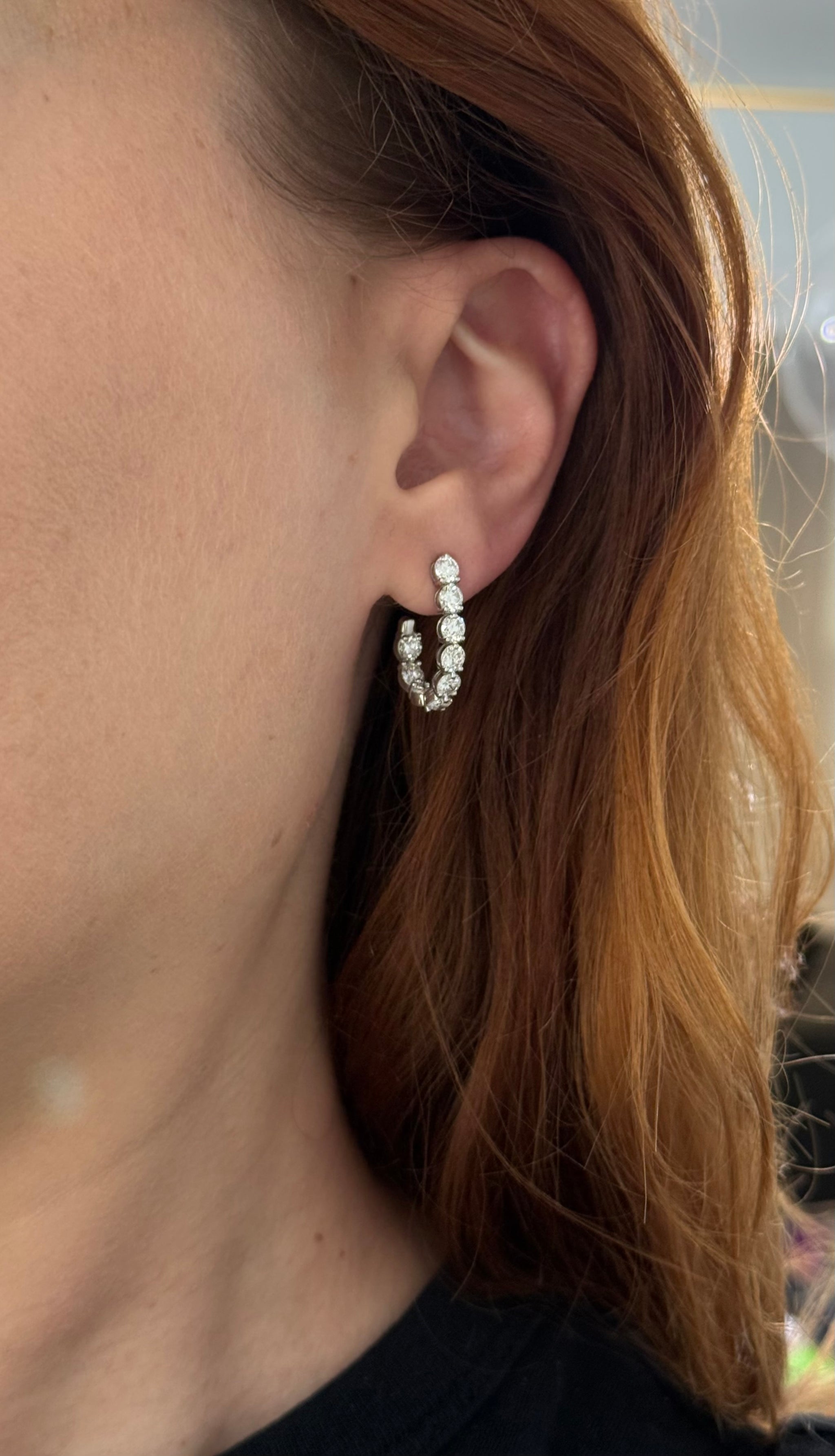 White gold 3.16ct lab diamond open back hoop earrings
