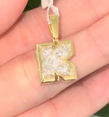 Yellow gold K shaped lab diamond pendant