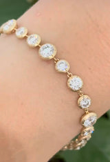 Yellow gold Georgian set 9.56ct lab diamond bracelet