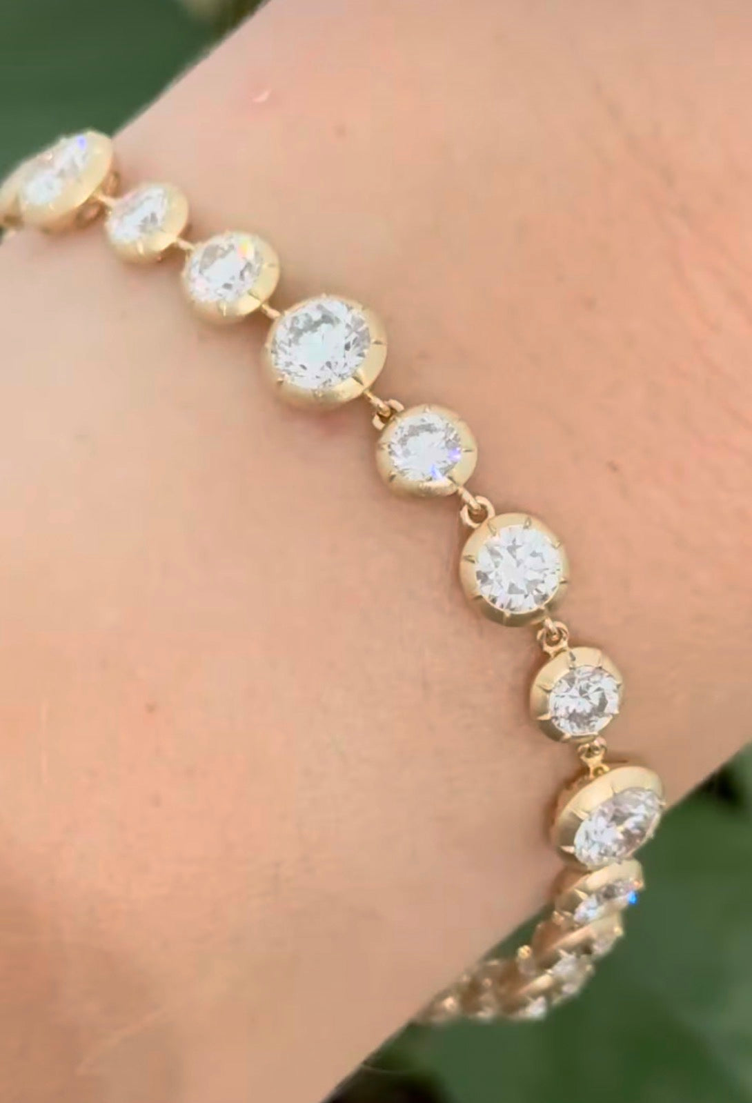 Yellow gold Georgian set 9.56ct lab diamond bracelet
