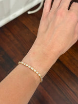 Yellow gold bezel set 5.22ct oval, marquise, pear shape and emerald cut natural diamond bracelet