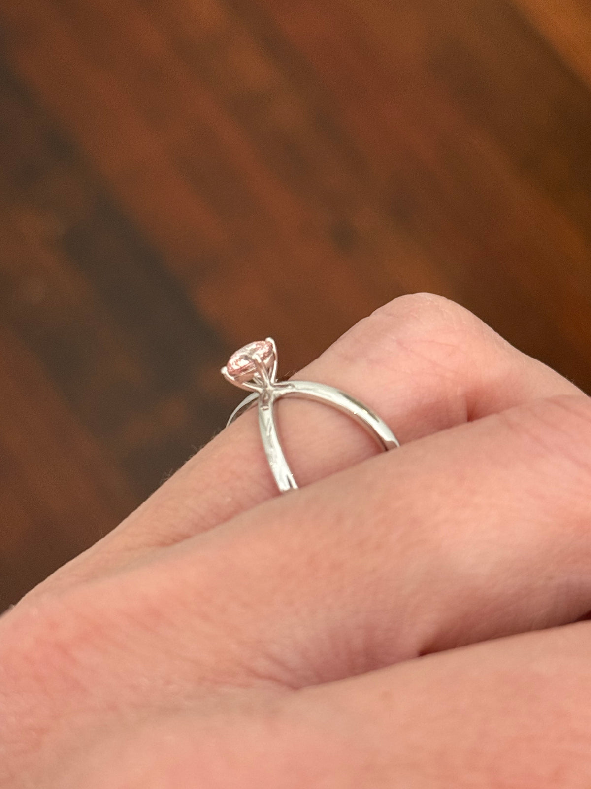 White gold 0.66ct pink lab diamond ring