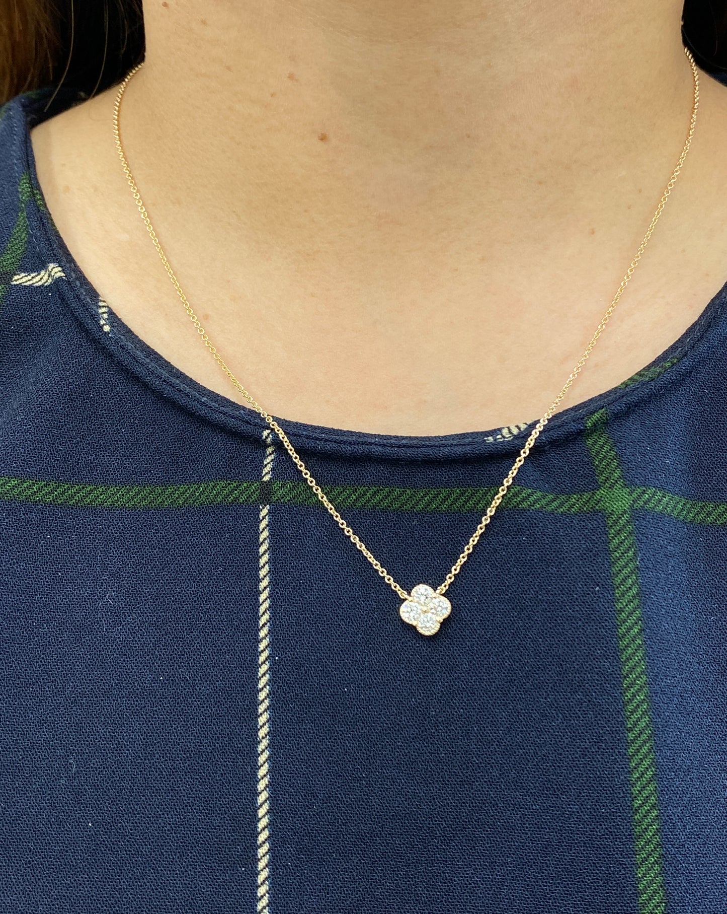 0.50 cttw Round Lab Diamond White or Yellow Clover Pendant