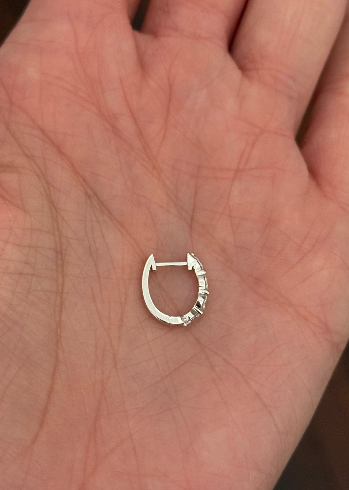White gold 0.25ct marquise lab diamond oval hoop earrings