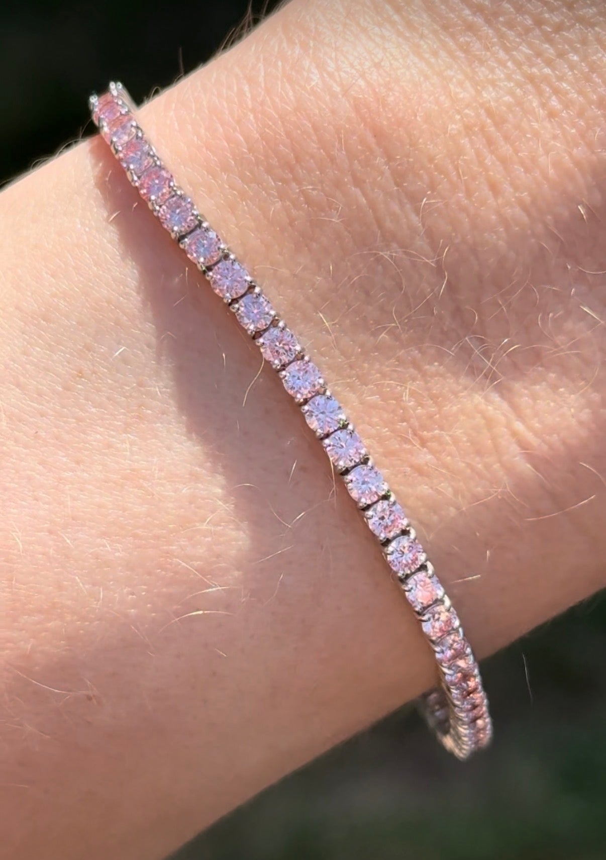 4 prong white gold 5.16ct pink lab diamond tennis bracelet