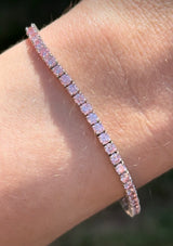 4 prong white gold 5.16ct pink lab diamond tennis bracelet