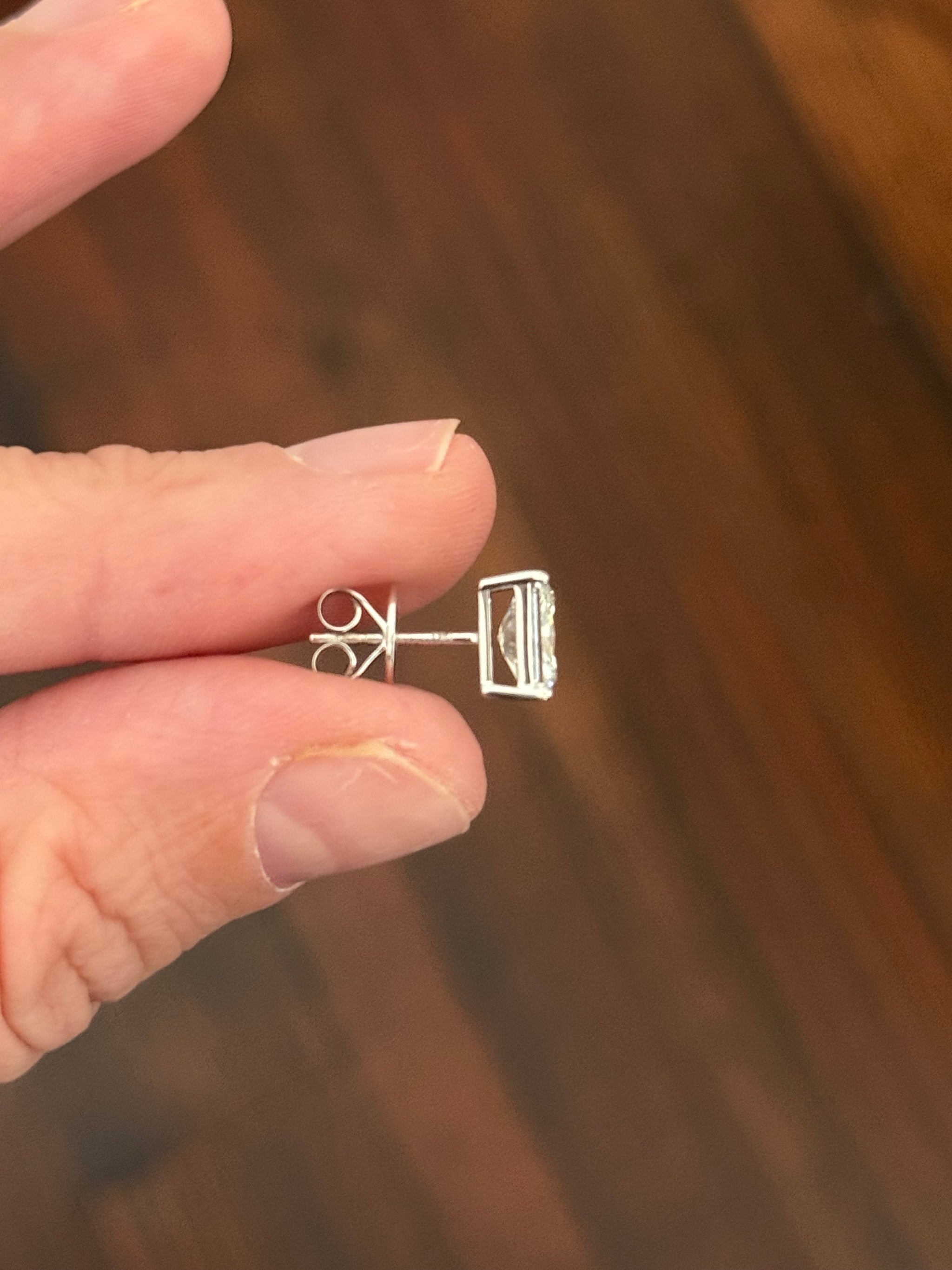 White gold radiant lab diamond stud earrings