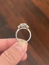 White gold radiant and trapezoid lab diamond ring