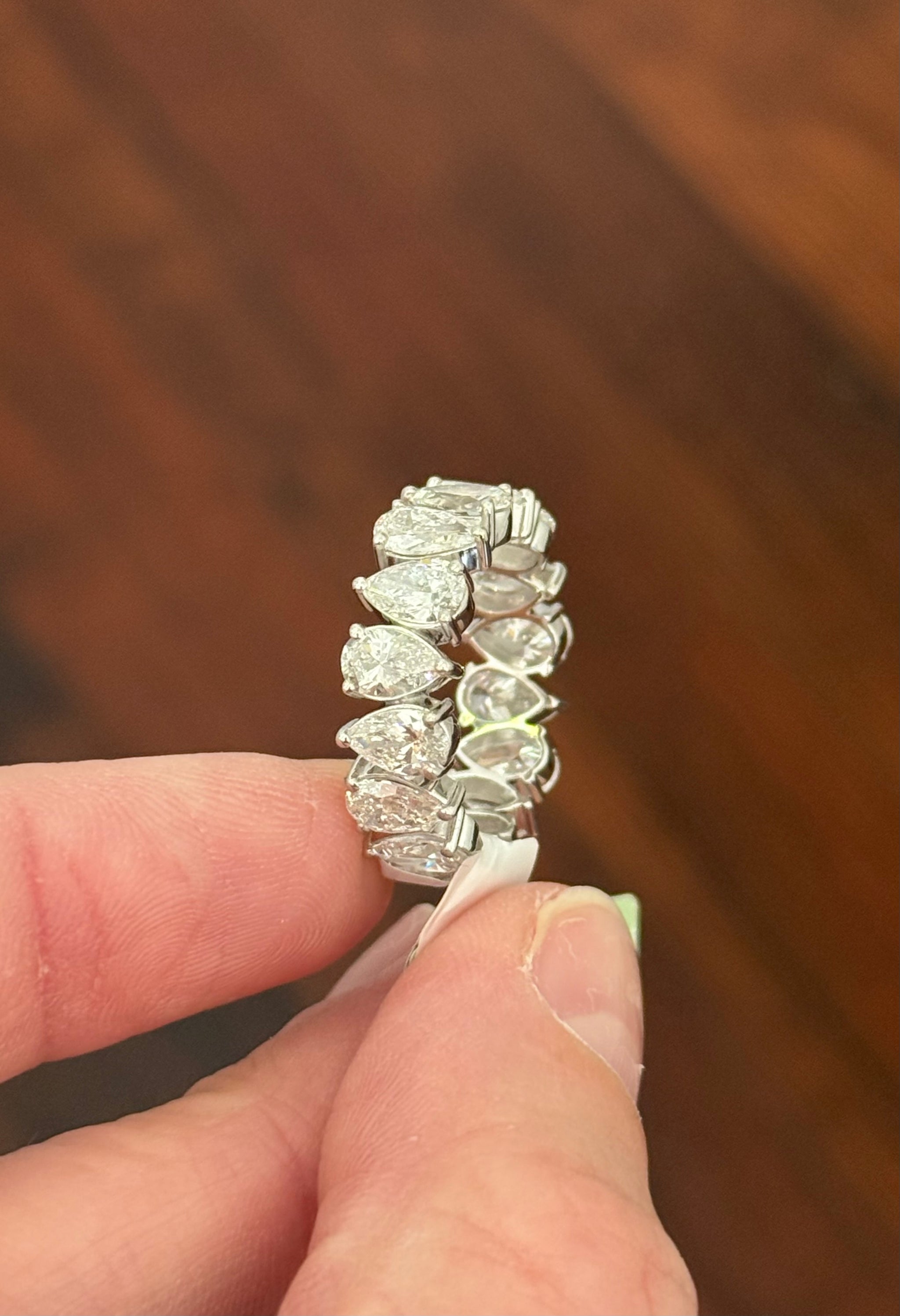 White gold 5.37ct pear shaped eternity band